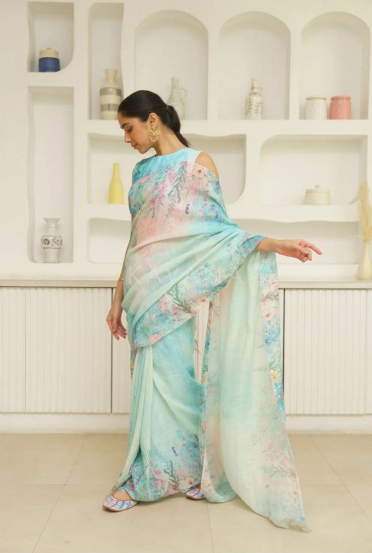 Sareewave Presents Designer Cotton Linen Silk Saree
