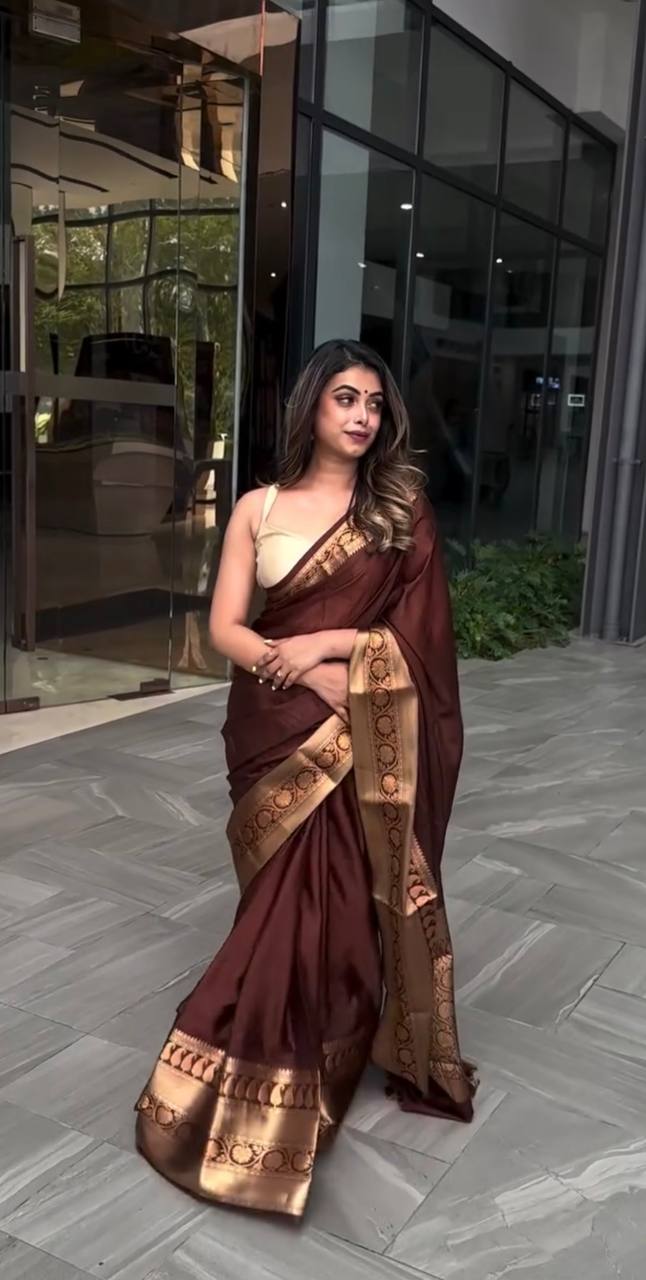 BEAUTIFUL RICH PALLU & JACQUARD WORK SOFT LICHI SILK SAREE