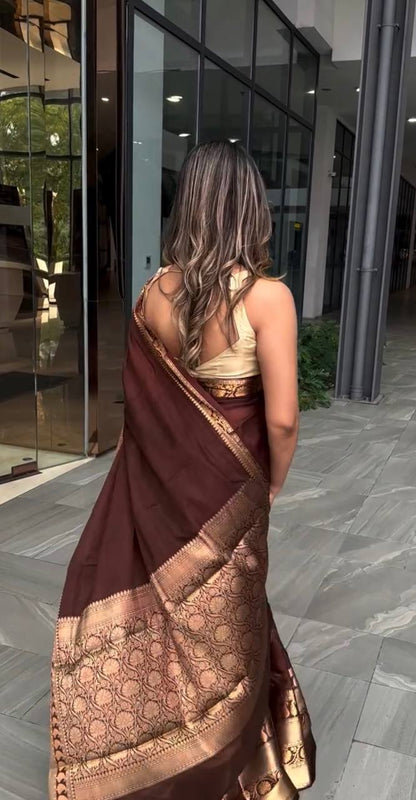 BEAUTIFUL RICH PALLU & JACQUARD WORK SOFT LICHI SILK SAREE