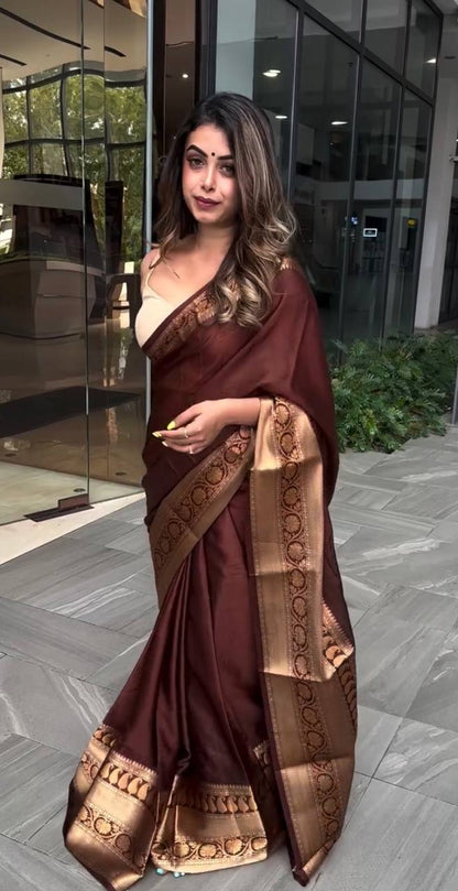 BEAUTIFUL RICH PALLU & JACQUARD WORK SOFT LICHI SILK SAREE