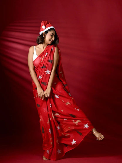 Sareewave Presents Designer Cotton Linen Silk Saree