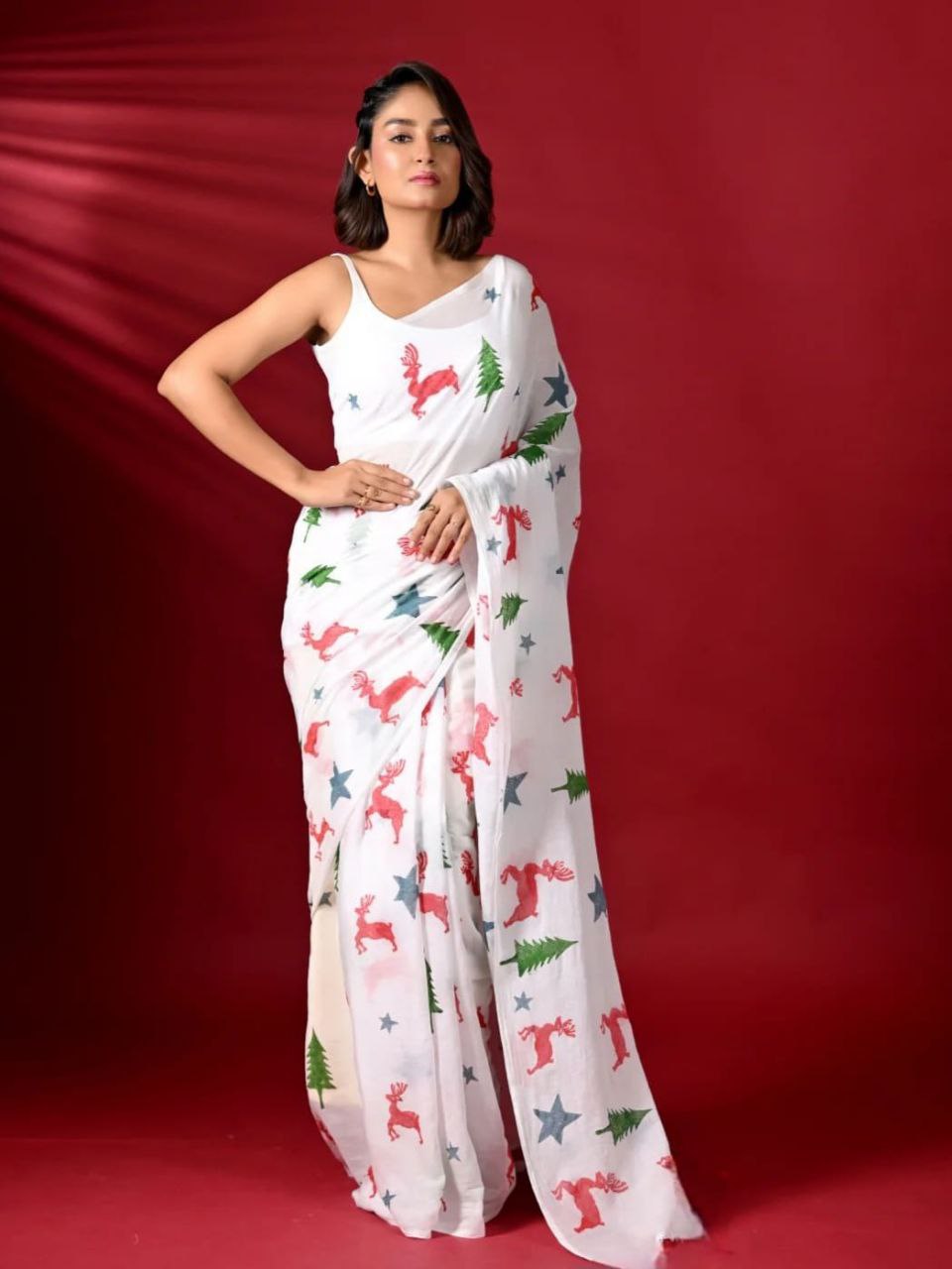 Sareewave Presents Designer Cotton Linen Silk Saree
