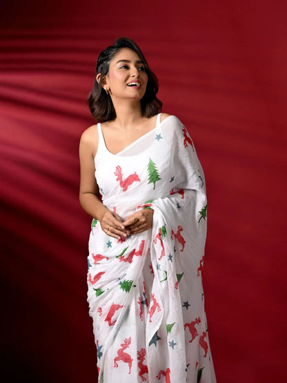Sareewave Presents Designer Cotton Linen Silk Saree