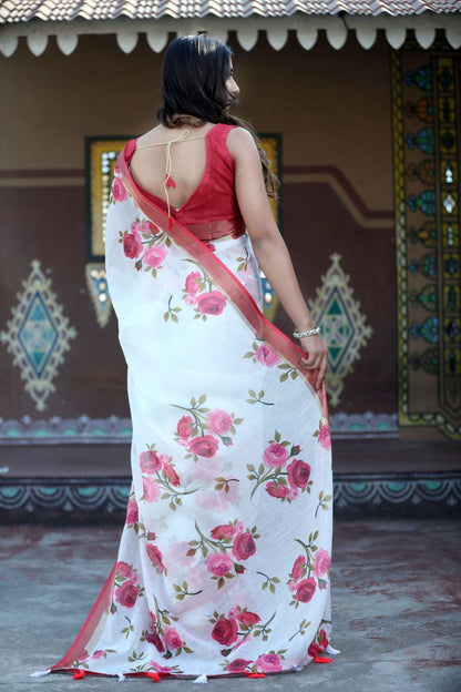 Sareewave Presents Designer Cotton Linen Silk Saree