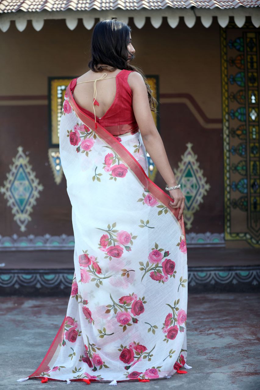 Sareewave Presents Designer Cotton Linen Silk Saree