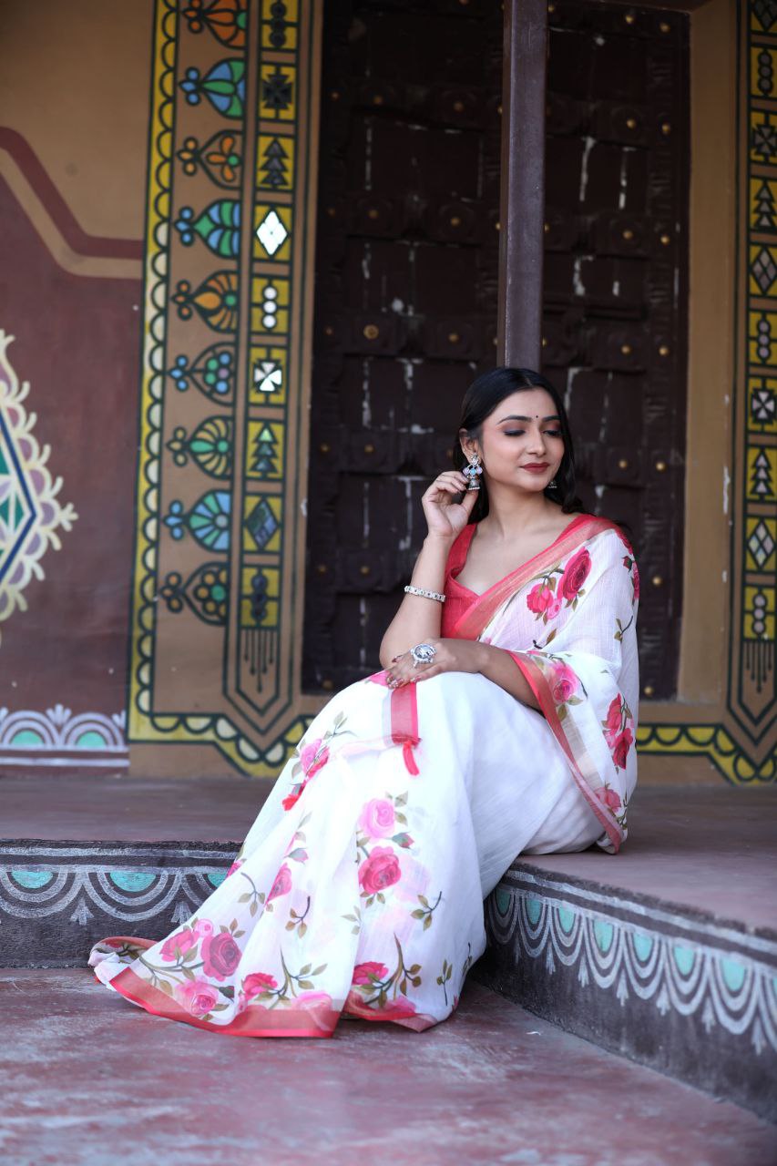 Sareewave Presents Designer Cotton Linen Silk Saree