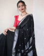 Black Banarasi Silk Saree With Zari Weaving Work