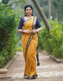 Mustard Yellow Silk Saree With Weaving Work