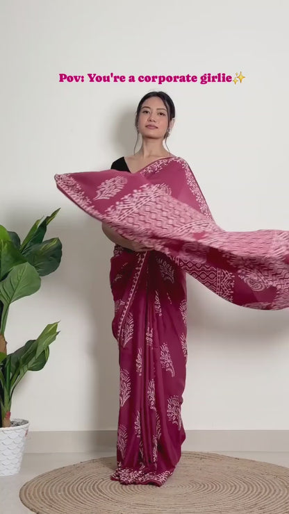 Green Mul Cotton Ready To Wear Saree With Pocket