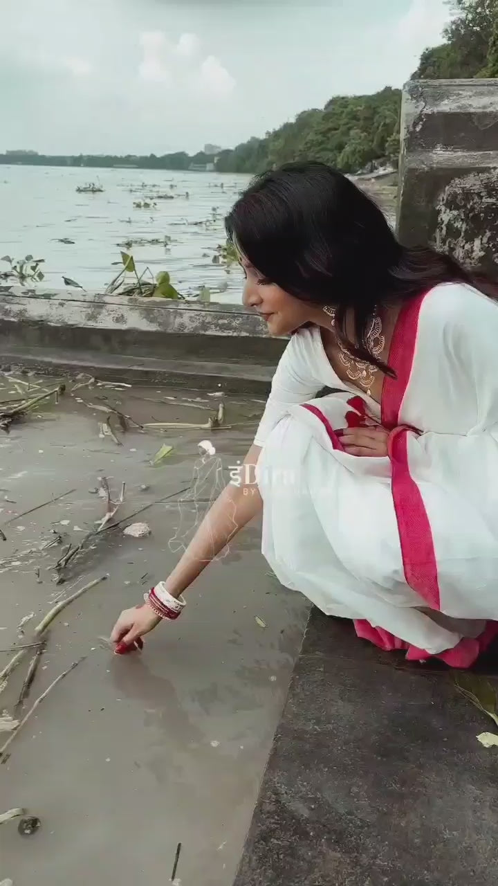 Load video: Sareewave Presents Designer Cotton Linen Silk Saree