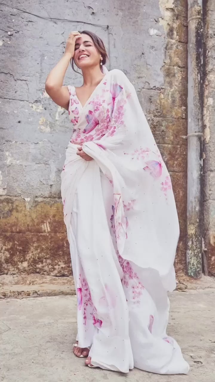 Load video: Sareewave Presents Designer Cotton Linen Silk Saree