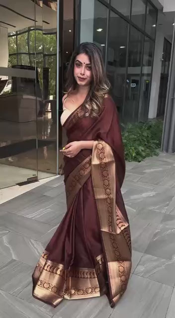 Load video: BEAUTIFUL RICH PALLU &amp; JACQUARD WORK SOFT LICHI SILK SAREE