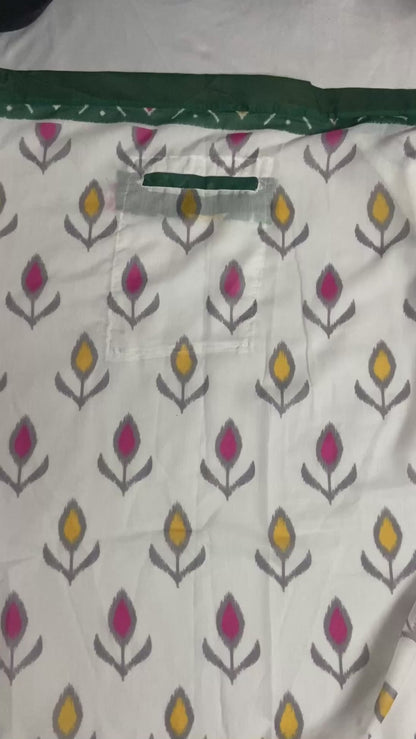 White Colour Mul Cotton Ready To Wear Saree With Pocket
