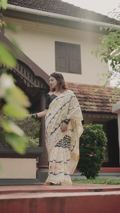 Sareewave Presents Designer Cotton Linen Silk Saree