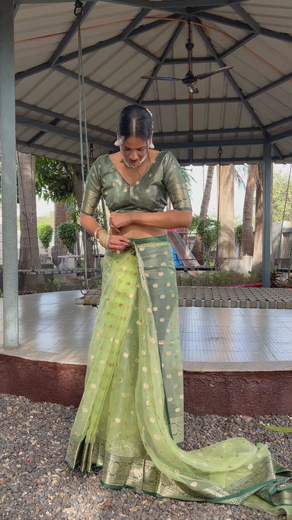 Graceful Ready To Wear Soft Organza Silk Saree With Blouse Piece