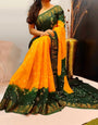 Yellow Colour Soft Bandhani Saree With Hand Bandhej Print