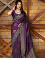 Fancy Purple Rich Pallu And Jacquard Work Soft SIlk Saree