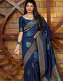Beautiful Blue Rich Pallu And Jacquard Work Silk Saree