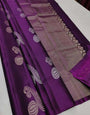 Stylish purple And Silver Blouse Silk Saree
