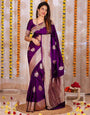 Purple Color Rich Pallu And Jacquard Border Silk Saree