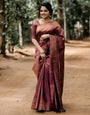 Maroon Color Jacquard Border Silk Saree With Weaving Work