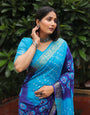 Blue Hand Bandhej Silk Saree
