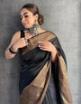 Flaunt Black Soft Silk Saree