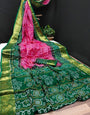 Green & Pink Multi Hand Bandhej Bandhani With Blouse Set