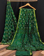 Dark Green Hand Bandhej Bandhani Saree With Blouse Set