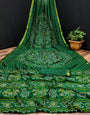 Green Hand Printed Bandhani Sarees