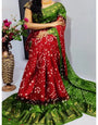 Red And Green Colour Soft Bandhani Saree