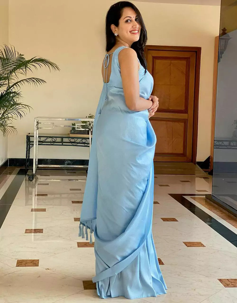 Sky Blue Banarasi Soft Silk Zari Weaving Saree