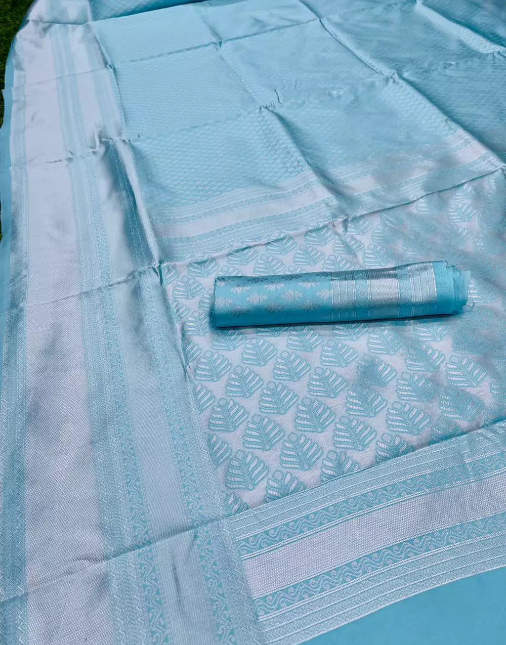 Sky Blue Banarasi Soft Silk Zari Weaving Saree