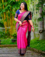 Pink Colour Banarasi Soft Silk Saree With Blouse