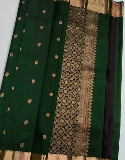 Dark Green Colour Banarasi Soft Silk Saree – Sareewave