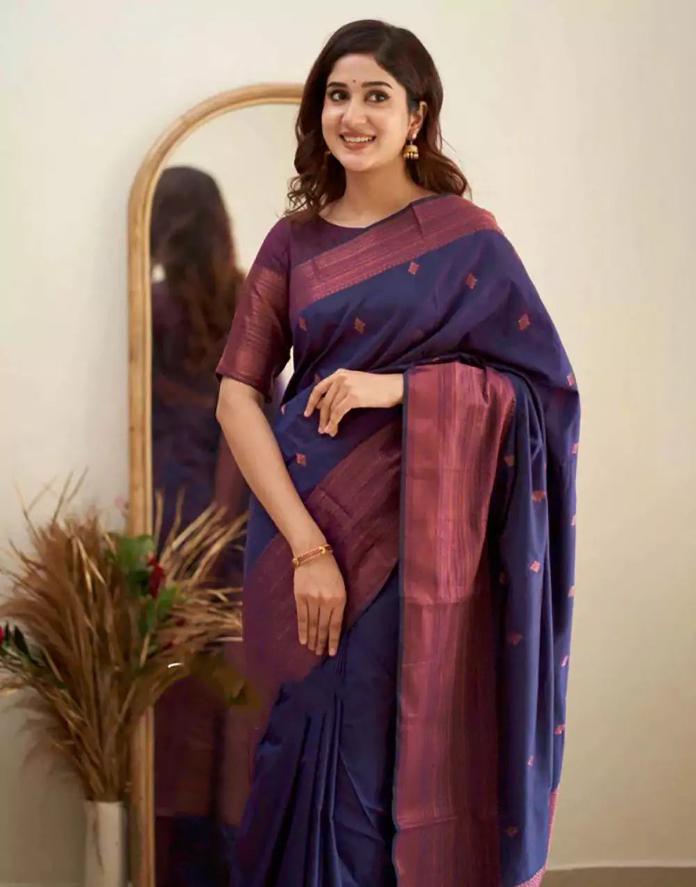 Fancy Purple Banarasi Soft Silk Saree
