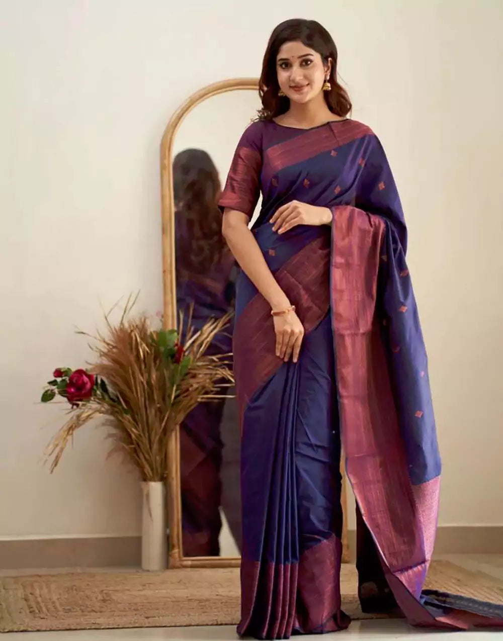 Fabulous Blue Colour Banarasi Sof Silk Saree