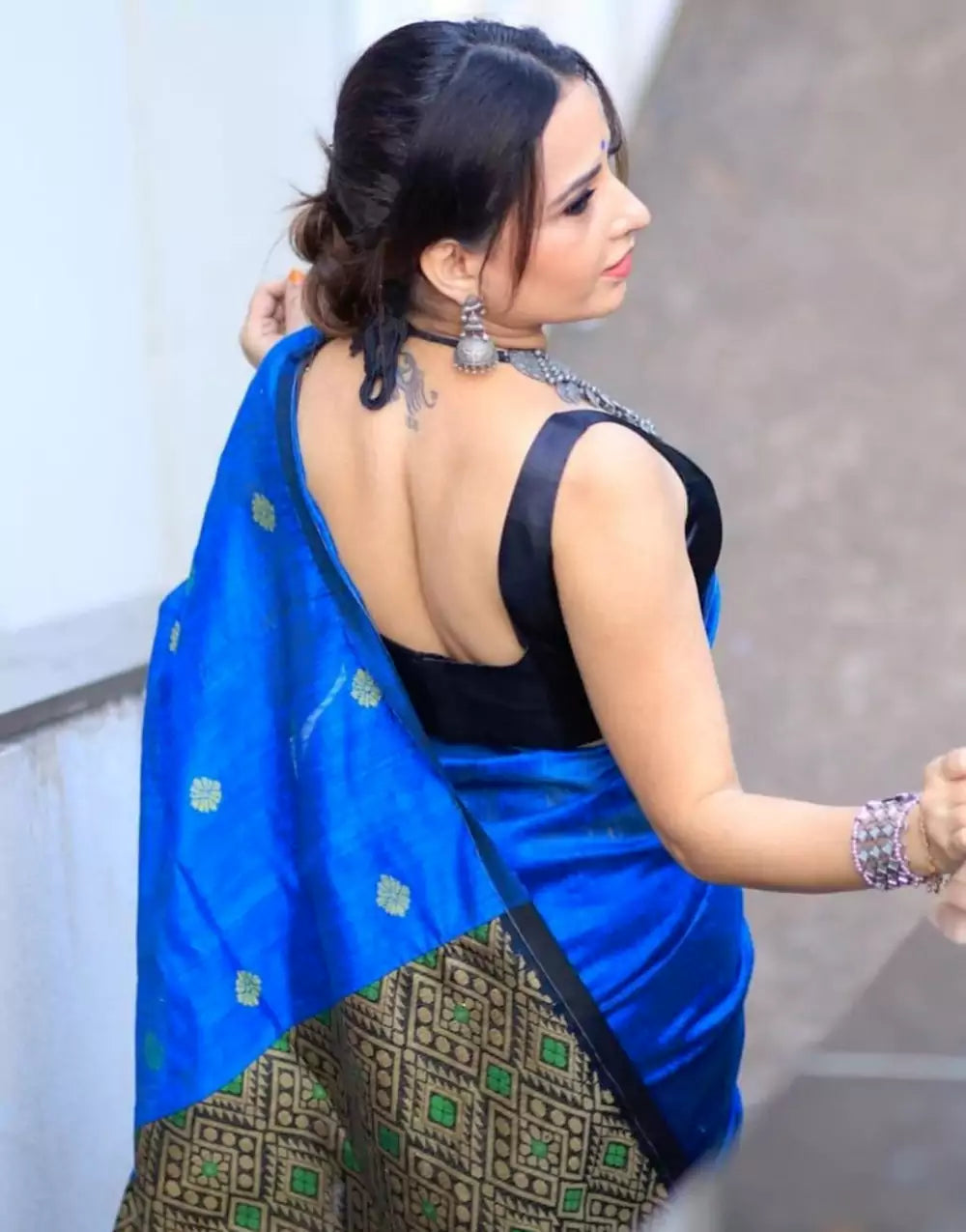 Cobalt Blue Colour Banarasi Soft Silk Saree