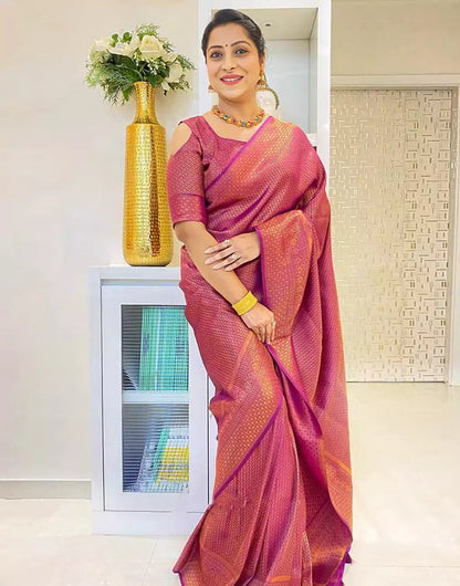 Purple Colour Banarasi Soft Silk Saree