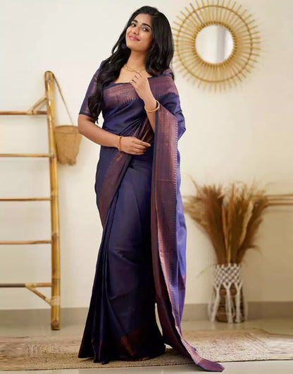 Latest Blue Colour Banarasi Soft Silk Saree