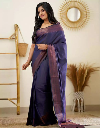 Latest Blue Colour Banarasi Soft Silk Saree