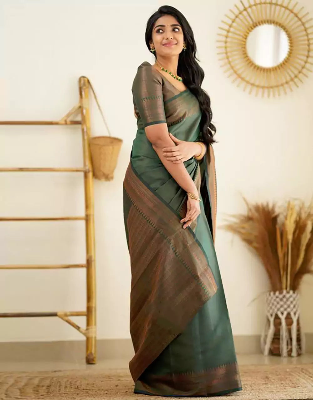 Fabulous Green Colour Banarasi Soft Silk Saree