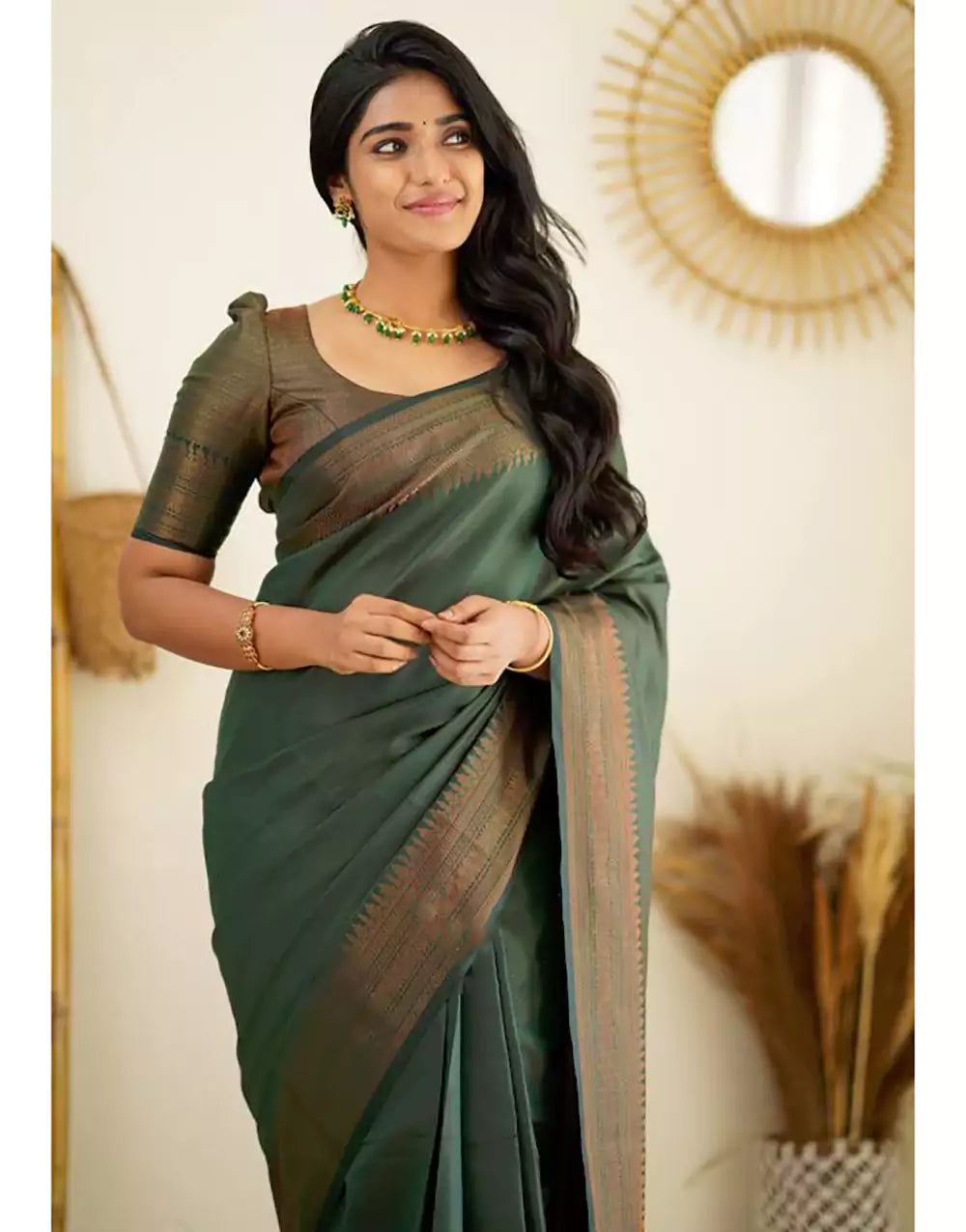 Fabulous Green Colour Banarasi Soft Silk Saree