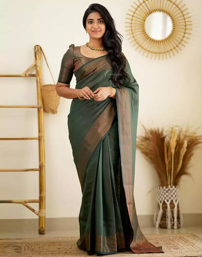 Fabulous Green Colour Banarasi Soft Silk Saree