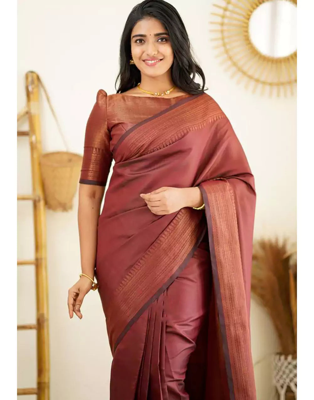 Latest Fancy Maroon Colour Banarasi Soft Silk Saree