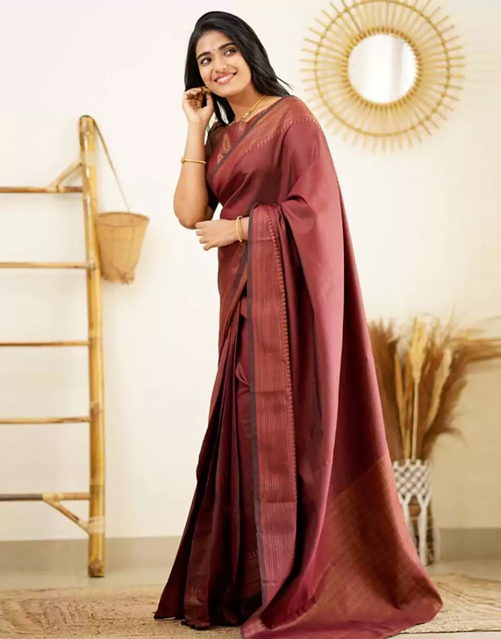 Latest Fancy Maroon Colour Banarasi Soft Silk Saree