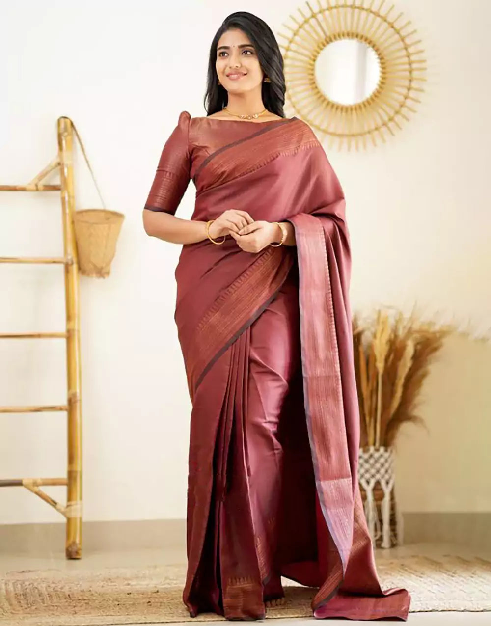 Latest Fancy Maroon Colour Banarasi Soft Silk Saree