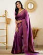 Purple Colour Banarasi Soft Silk Zari Weaving Saree