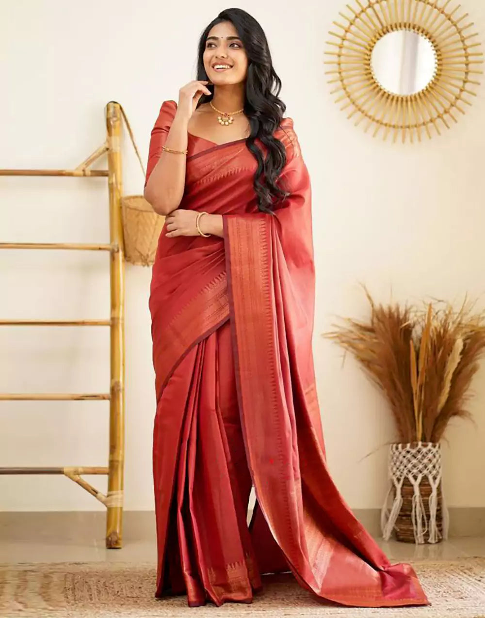 Beautiful Red Colour Banarasi Soft Silk Saree