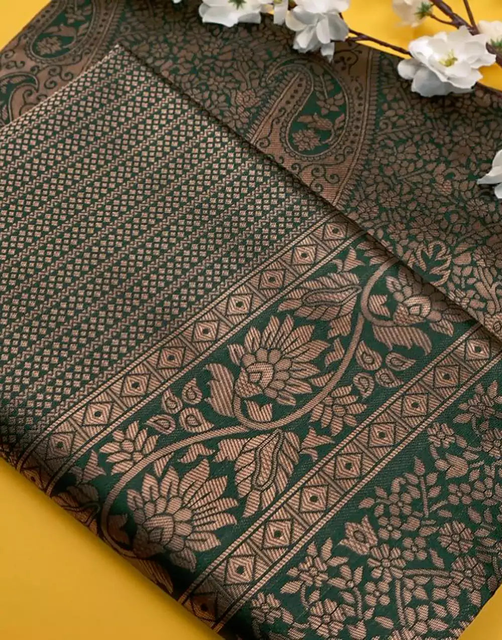 Green Colour Banarasi Soft Silk Saree With Blouse